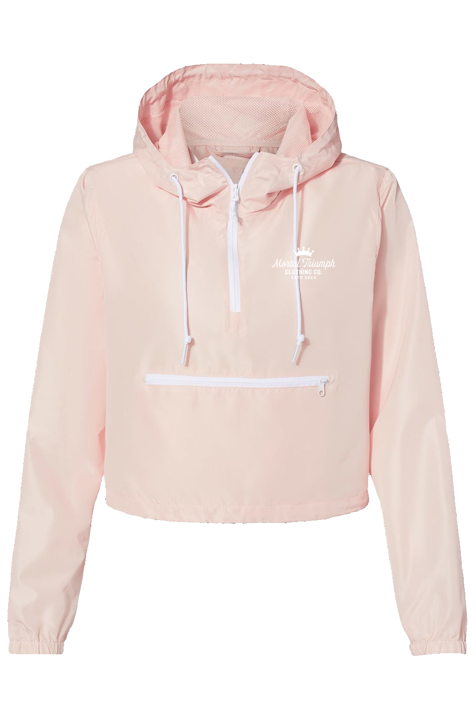 Lightweight Pullover Crop Windbreaker - Blush and